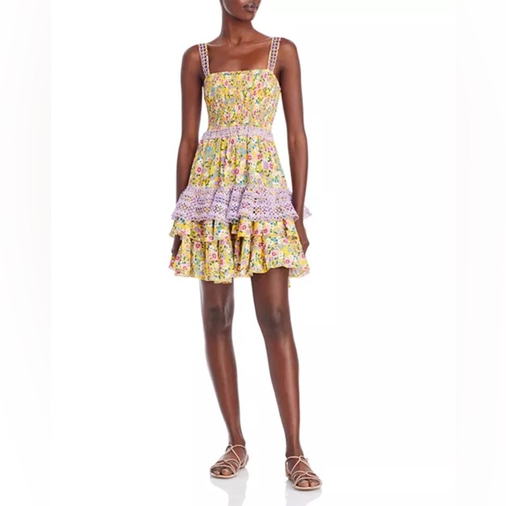 Charo Ruiz Floral Mini Dress with Lace Accents - Picture 2 of 3